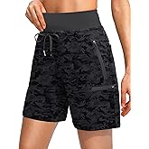 Obla Women's Hiking Cargo Shorts Zipper Pockets Soft High Waisted Quick Dry 7 Inch Long Shorts for Women Golf Athletic Summer