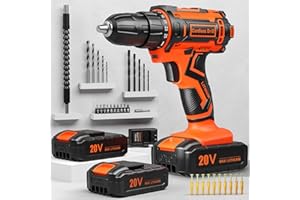 VIWKO Cordless Drill Set, 20V Power Drill set with 2 Batteries and Charger, 3/8 Inch Chuck Electric Drill, 25+1 Torque Setting, 2 Speeds, 370 In-lb Torque, 42Pcs for DIY