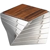 nambe Twist Coaster 6-Piece Set | Wooden Drinks Coasters for Tabletop Protection | Made of Acacia Wood and Metal Alloy | Unique Sculptural Design for Coffee Table or Bar D&eacute;cor | 4.25 Inches