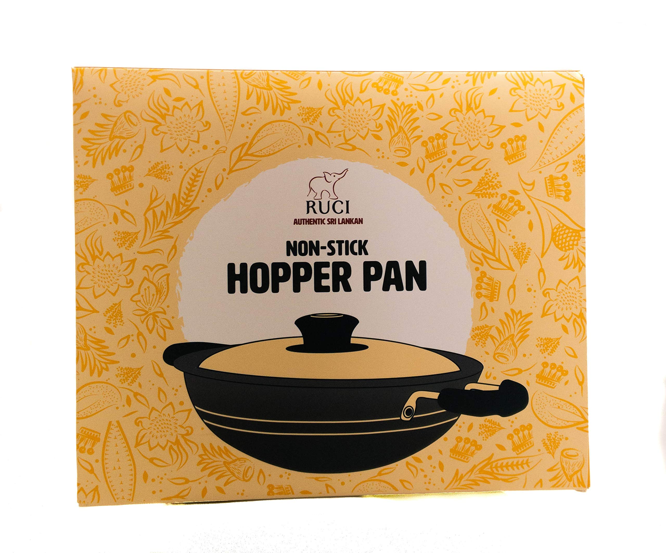 RUCI Hopper Pan, Premium Non-Stick Coating with Glass Lid and Heavy Bottom for Best Heat Retention and Distribution to Make Crispy Sri Lankan Hoppers - 18cm Diameter