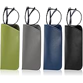 Mabor 4Pcs Soft Glasses Case Portable Leather Slim Eyeglass Case Thin Glasses Pouch for Reading Eye Glasses Case Sunglasses Pouch Pocket Glasses Case for Men Women
