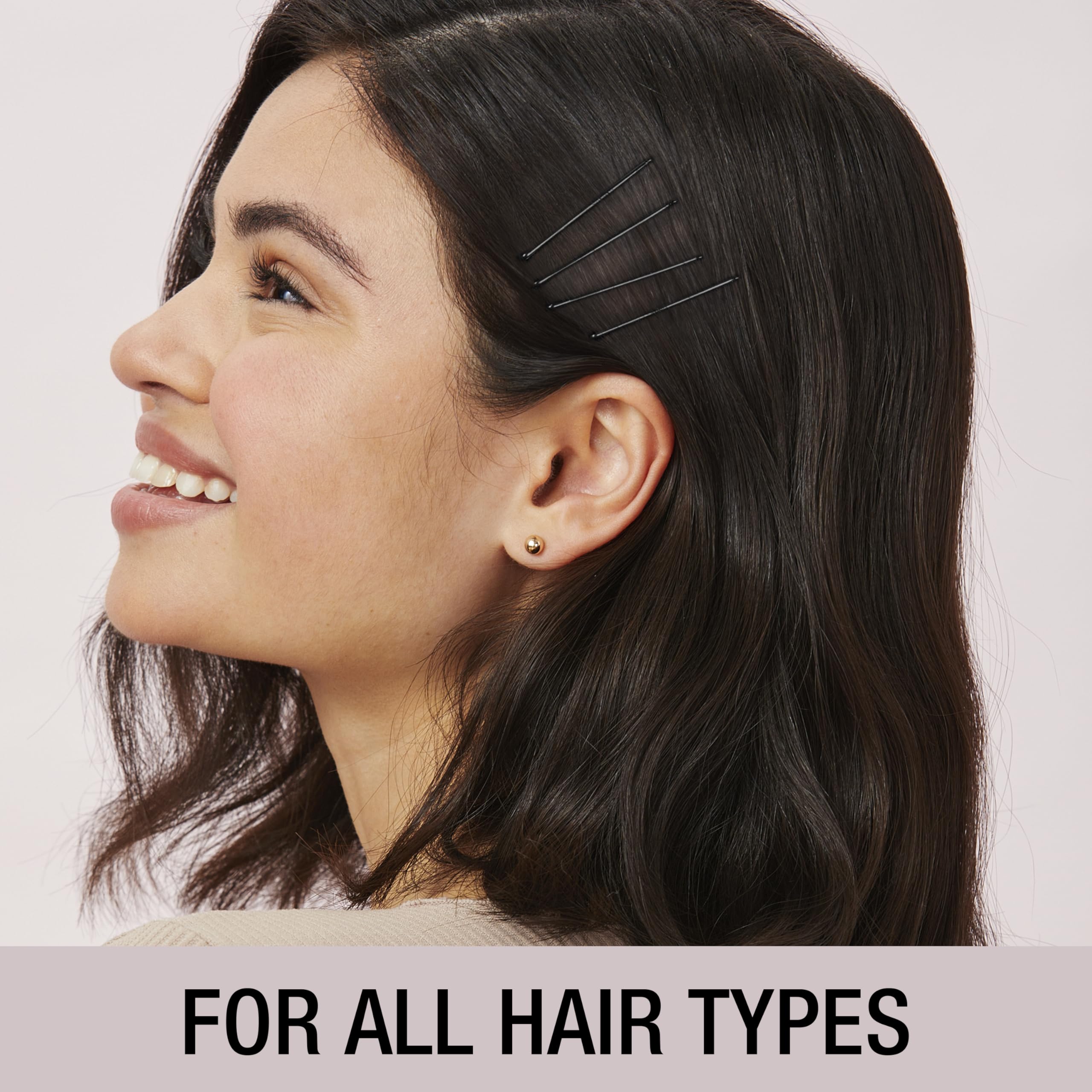 CONAIR Black Bobby Pins with storage 400pk - hair accessories for women - rubber tipped and nonslip - ideal with brown hair - comfortable hair pins - clear zipper pouch included