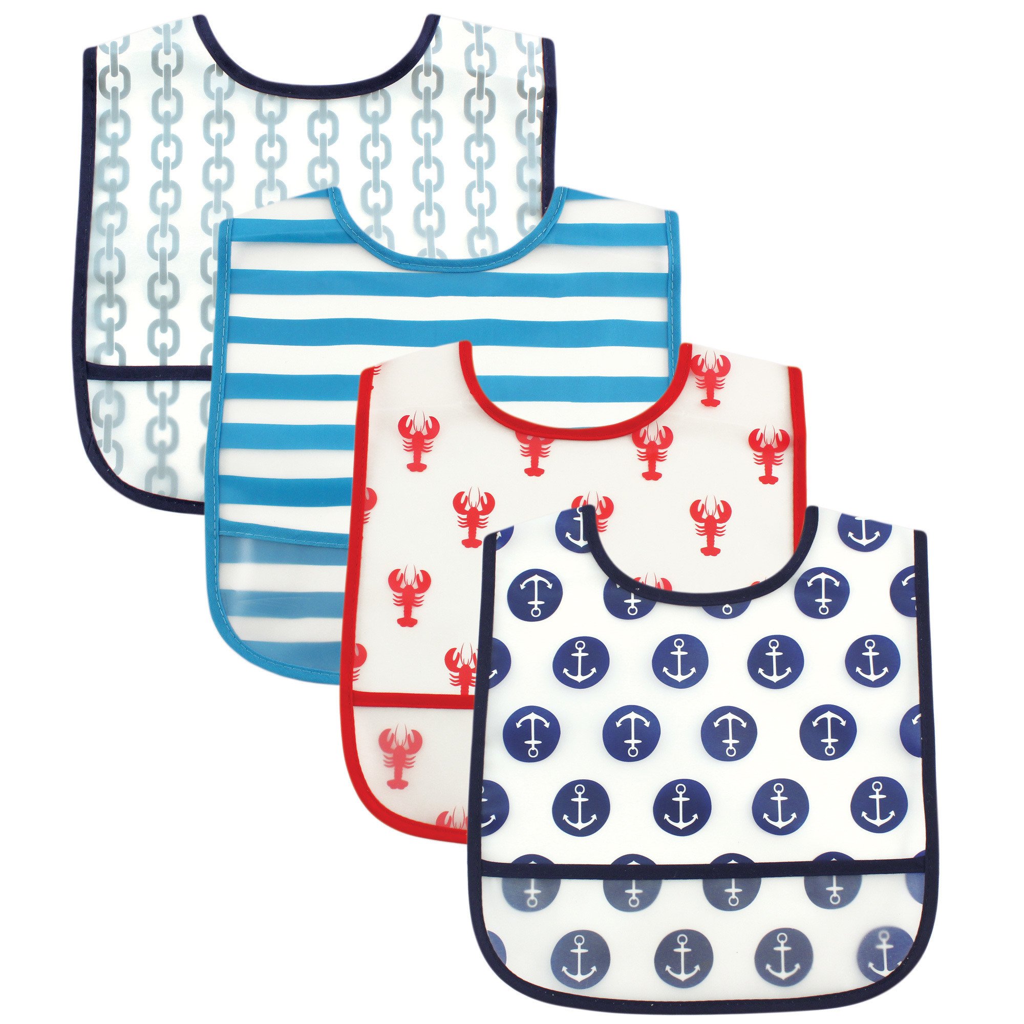 Luvable Friends Unisex Baby Waterproof PEVA Bibs, Nautical, One Size