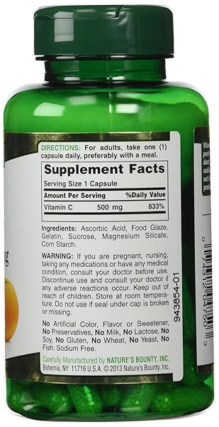 NATURE’S BOUNTY VITAMIN C 500 MG CAPSULES TIME RELEASED 100 CAPSULES (PACK OF 9)