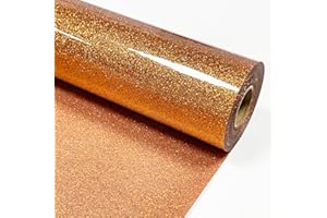 MerryMade Orange Glitter Heat Transfer Vinyl 12" x 15 ft HTV for Shirts, Glitter HTV for All Cutter Machine - Easy to Cut & Weed for Heat Vinyl Design (Copper)