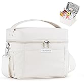 HOMESPON Lunch Box for Women Men - Insulated Lunch Bag Waterproof Lightweight Cooler Bag for Work, Picnic, Travel (Medium, Cream)