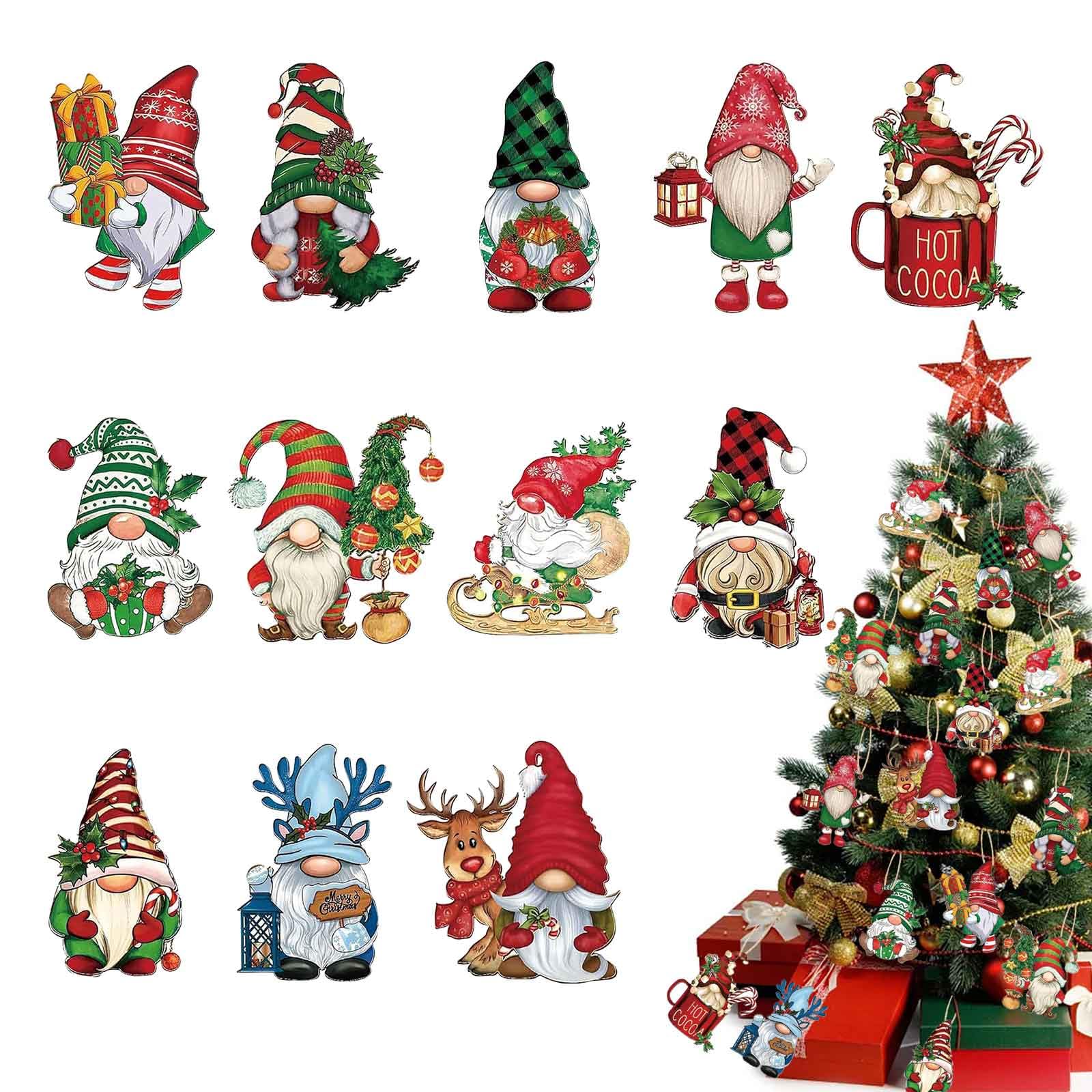 24 Pieces Christmas Decorations for Wooden Tree, Gnome Christmas Decorations for Hanging Tree, Christmas Tree Decorations with Rope, Christmas Decorations Crafts, Christmas Tree Decorations Wood