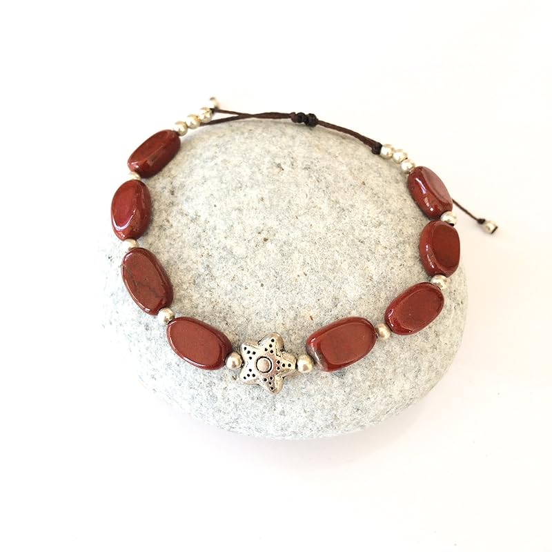Red jasper bracelet, Red jasper jewelry, adjustable