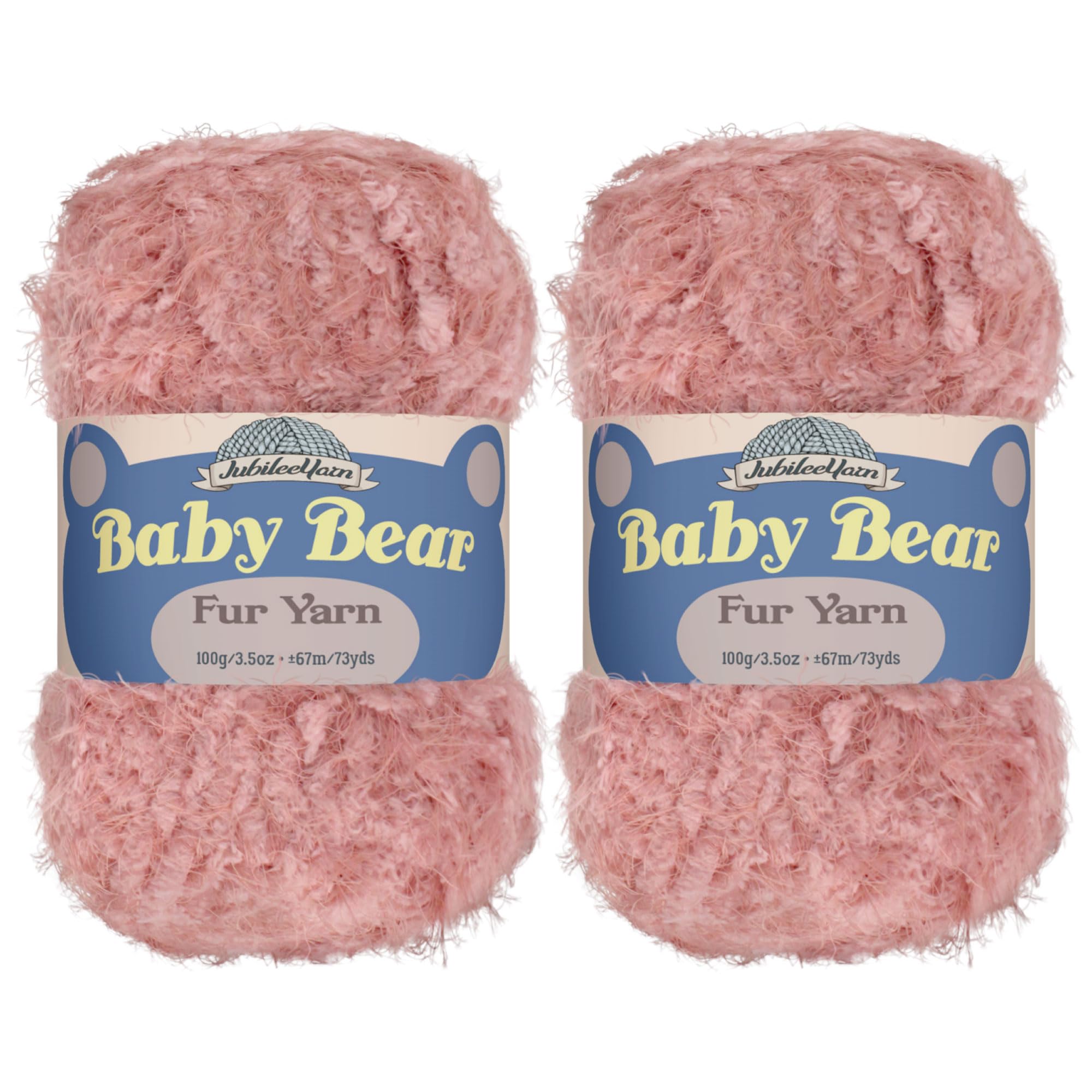 JubileeYarn Baby Bear Yarn - Chunky Weight Polyester Fur - 100g/Skein - Peach - 2 Skeins