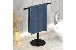 GIFFGISS Towel Rack Holder Bar Stand: Matte Black T-Shape Hanger for Kitchen, Bathroom Organizer - Stainless Steel Counter Decor Shelf