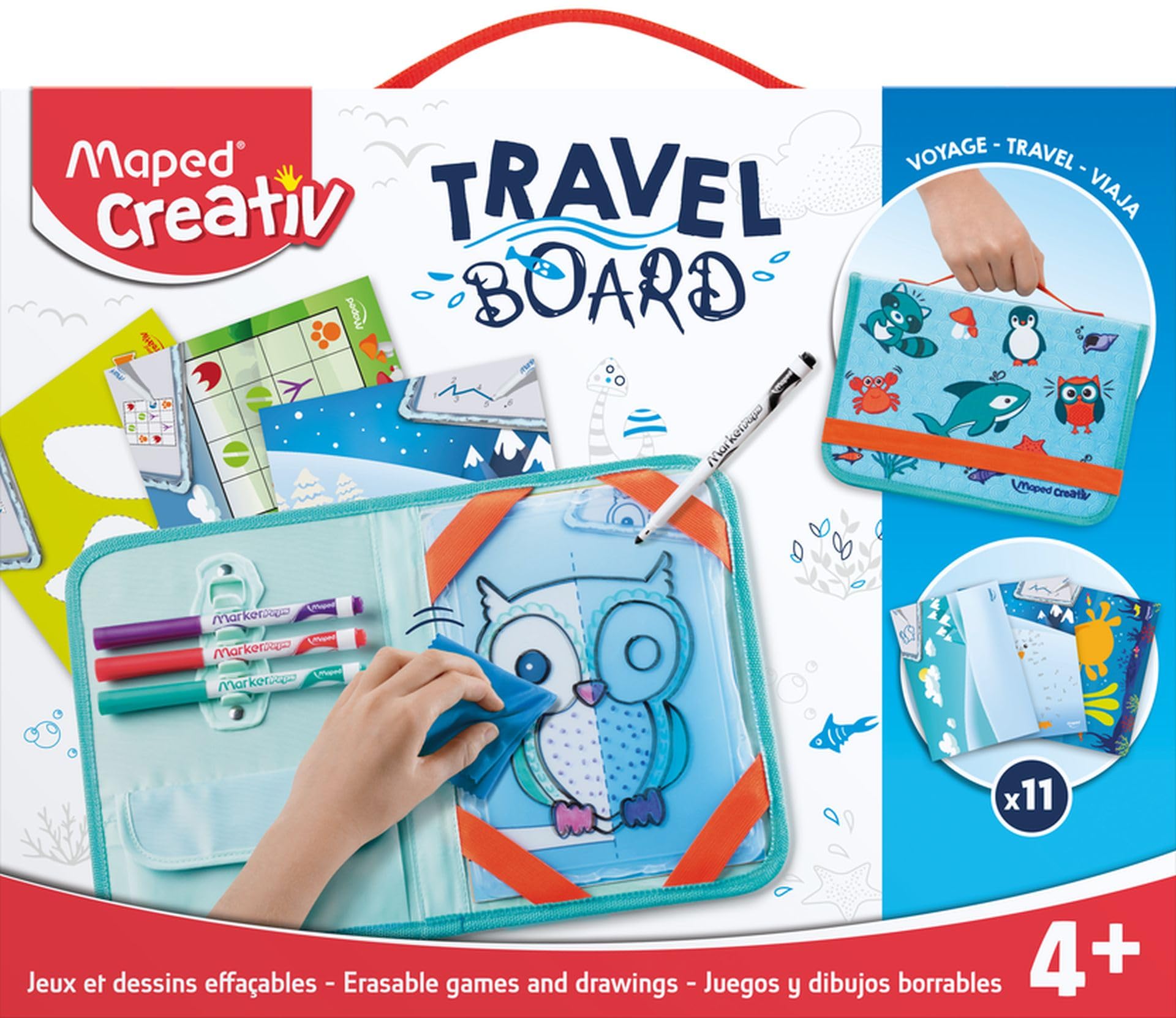 Maped Creativ Travel Board Animal Theme Fun Activity Kit for Kids 4+