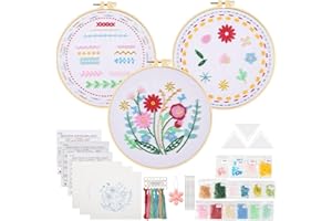 EEEKit Bead Embroidery Kit for Beginners, Bead DIY Cross Stitch Kit with Floral Patterns & Step by Step Instructions Video, M