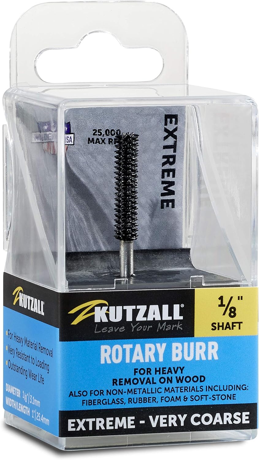 Kutzall Extreme Cylinder Burr, 1⁄8" Shaft, Very Coarse - Image 3