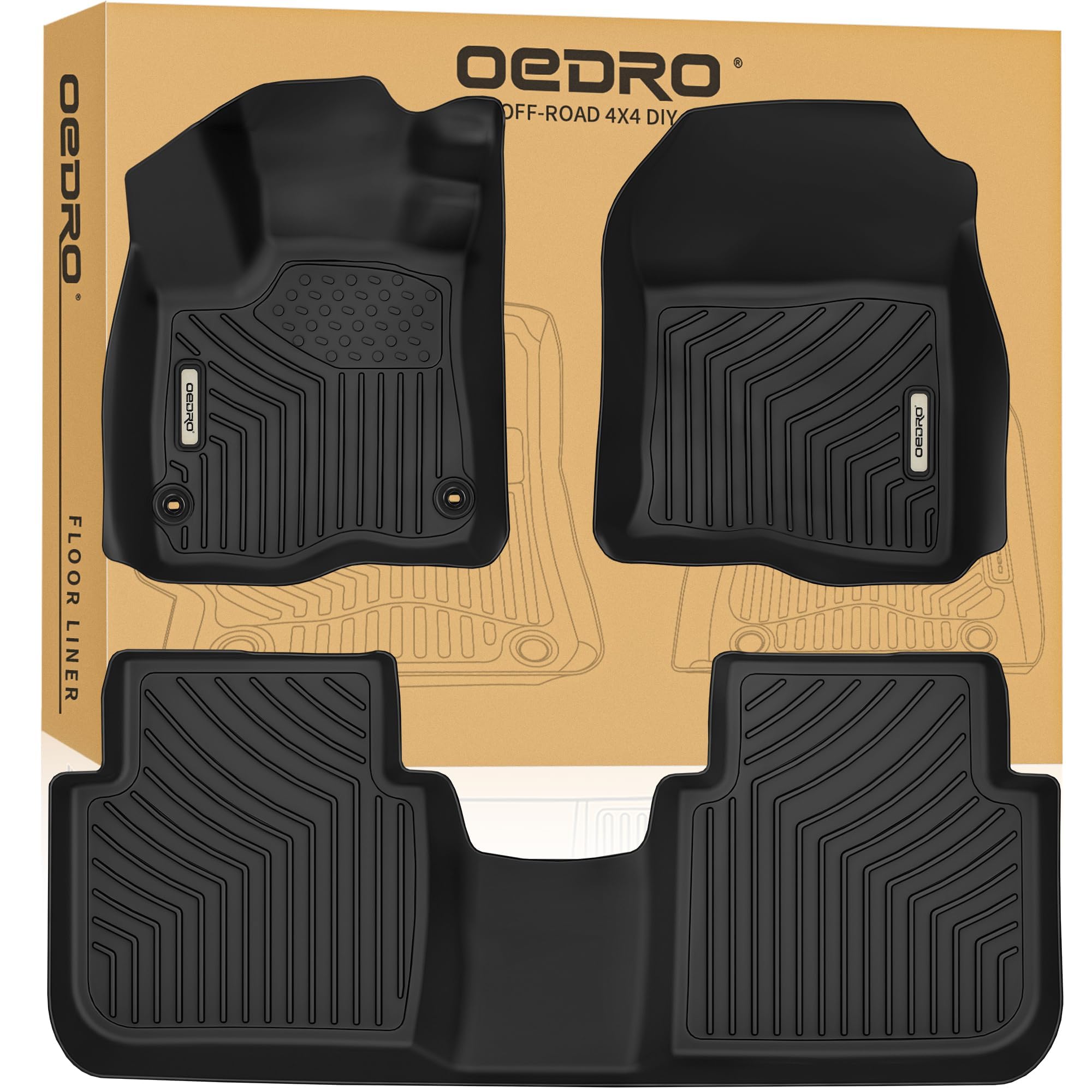 OEDRO Floor Mats Fits for Honda CR-V 2023-2026(Include Hybrid), Custom Fit TPE All-Weather Floor Liners, Includes 1st and 2nd Row Full Set Liners, Black Image OEDRO Floor Mats Fits for Honda CR-V 2023-2026(Include Hybrid), Custom Fit TPE All-Weather Floor Liners, Includes 1st and 2nd Row Full Set Liners, Black Image