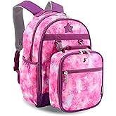 J World Duet Kids Backpack & Lunch Box Set For Boys & Girls Pre-K to Elementary School, Purple Galaxy