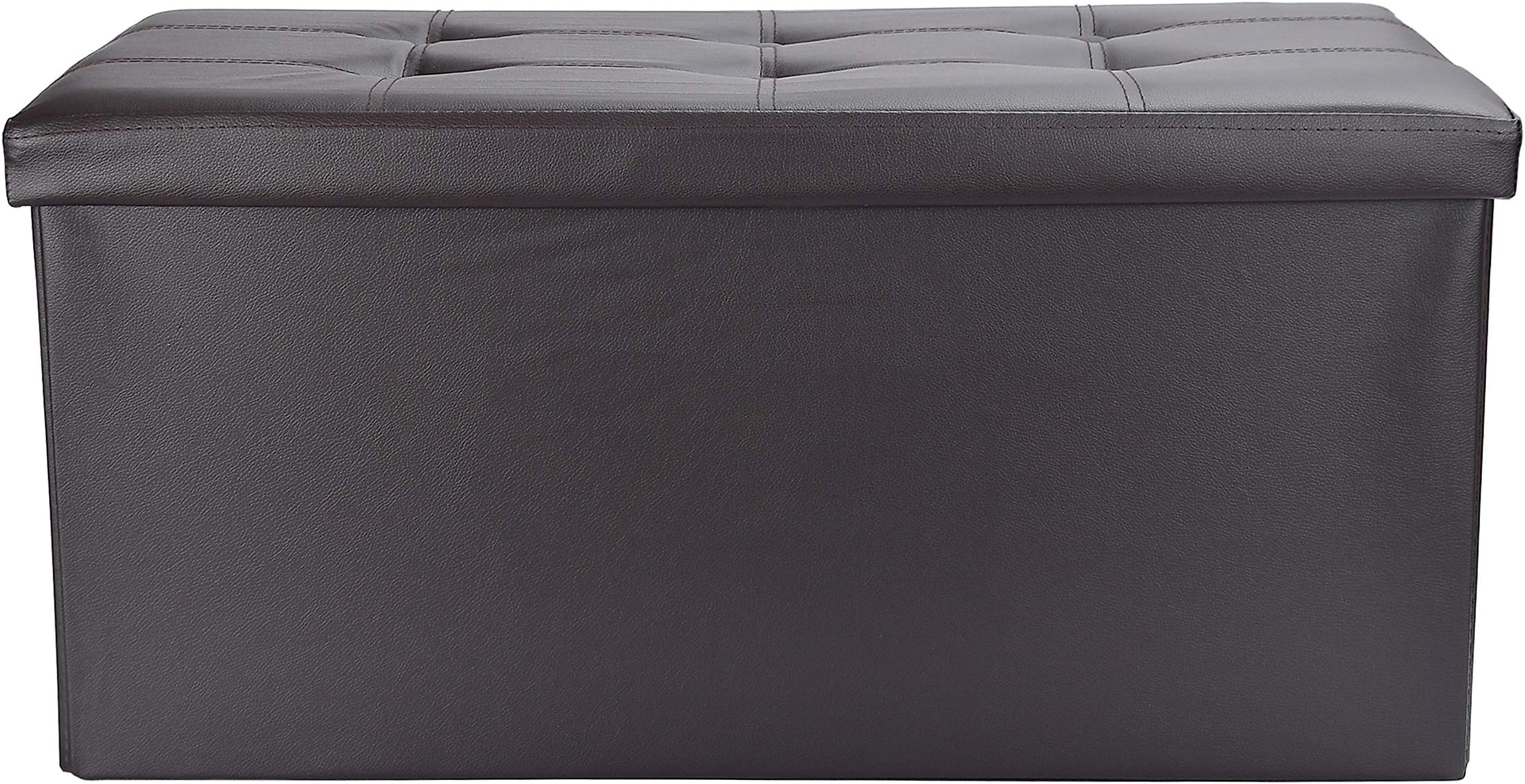 Large 2 Seater PU Foldable Ottoman Storage Box Double Bed Foot Stool 76 x 38 x 38 cm (Brown)