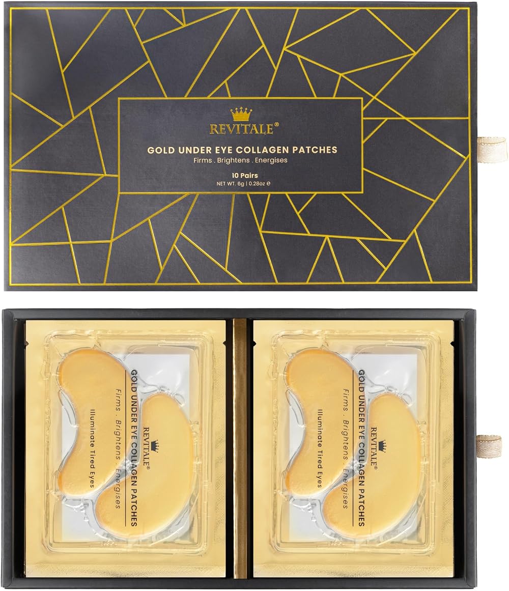 Revitale 24k Gold Under Eye Patches 10 Pairs Brighten Reduce Puffiness