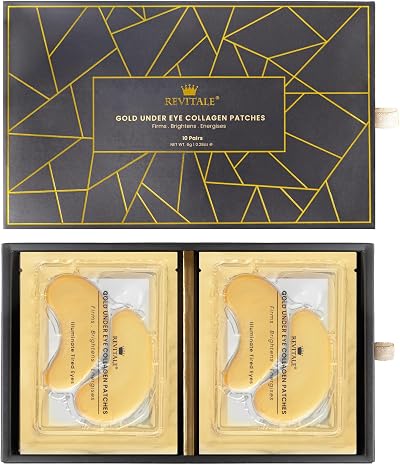 Revitale 24k Gold Under Eye Patches 10 Pairs Brighten Reduce Puffiness