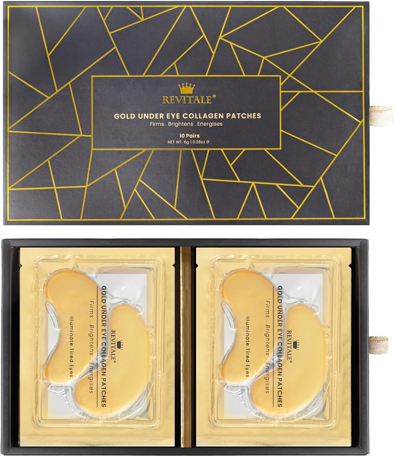Revitale 24k Gold Under Eye Patches 10 Pairs Brighten Reduce Puffiness