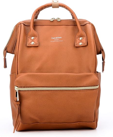 small tan leather backpack