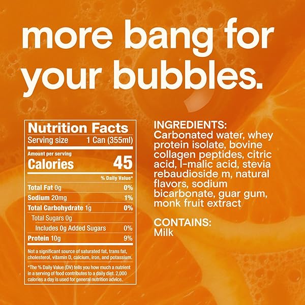 WAAY ORANGE SPARKLING PROTEIN WATER, 12 FZ