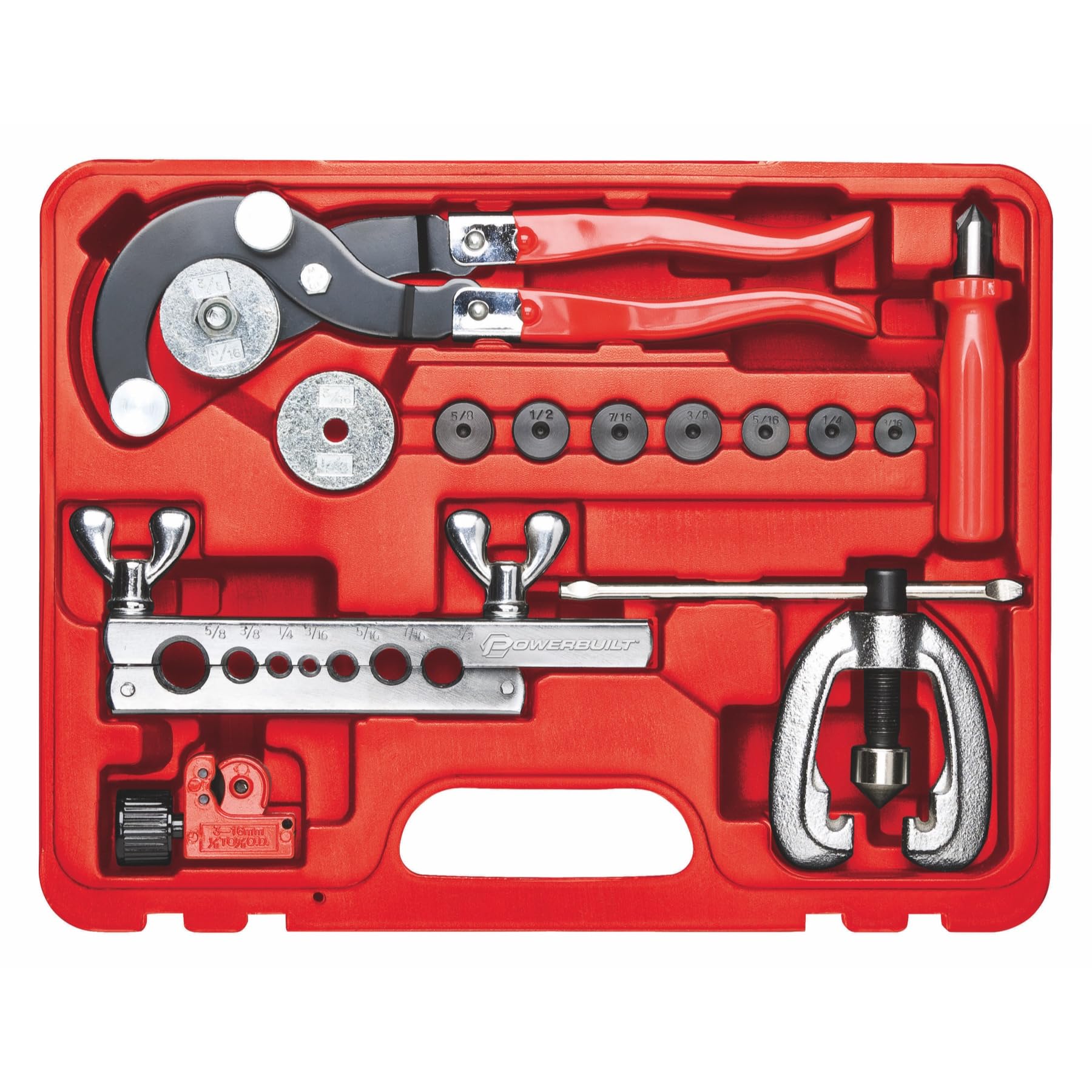 Powerbuilt 14 Piece Master Tubing Service Kit, Cut and Flare Metal Tubes for Automotive Brake, Transmission, Oil Lines, Adapters and Tool Set - 948006
