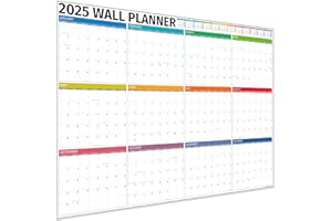 HAMBLI Wall Planner 2025 - Extra Large 33” x 24” Color Full Year Wall Calendar 2025 Planner - 12 Month Planner 2025 Yearly Planner Wall Calendar Personalized Calendar 2025 - Folded Boxes Edition