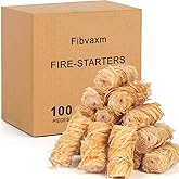 Fibvaxm 100 Counts Fire Starter for Campfires, Natural Charcoal Starter | Waterproof Fire Starters for Fireplace, BBQ, Fire Pit, Chimney, Pizza Oven, Pellet Stove&amp;Wood, Smoker-Fire Starters for Grill