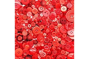 Qovydx 1600Pcs Red Buttons for Crafts Bulk Assorted Sizes Red Craft Button Assortment Christmas Buttons