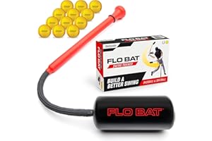 GoSports Baseball & Softball Rope Swing Trainer - Hitting System Training Equipment - Includes FLO BAT with 12 Foam Baseballs