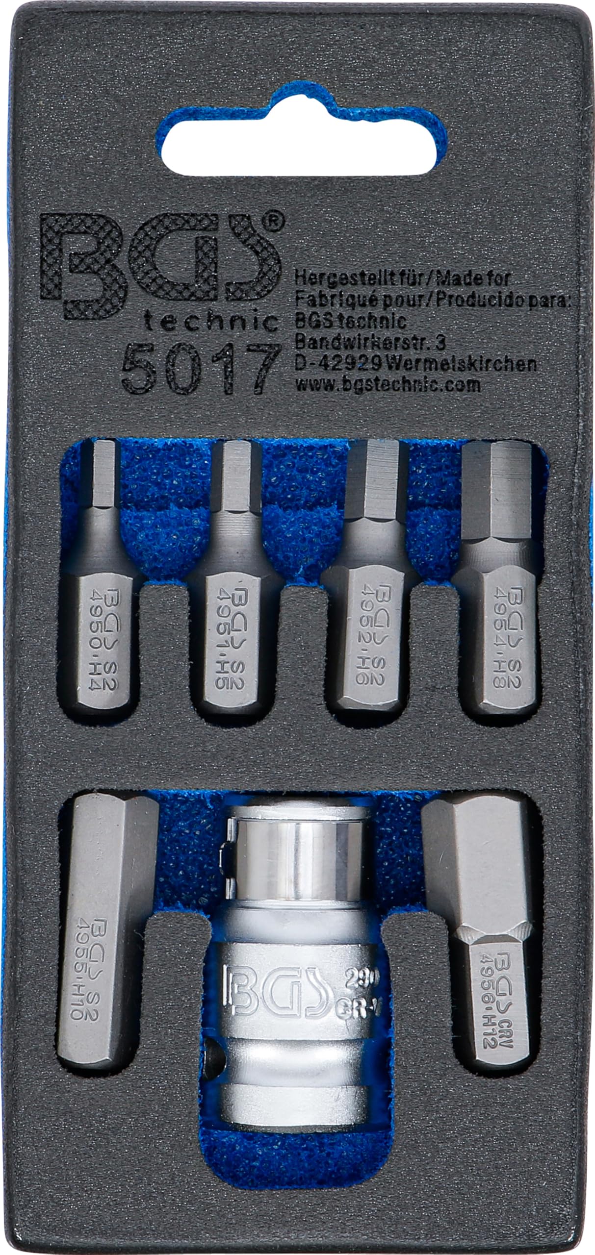BGS 5017 | Screwdriver Bit Set | 10 mm (3/8") hex Drive | internal Hexagon | 7 pcs.