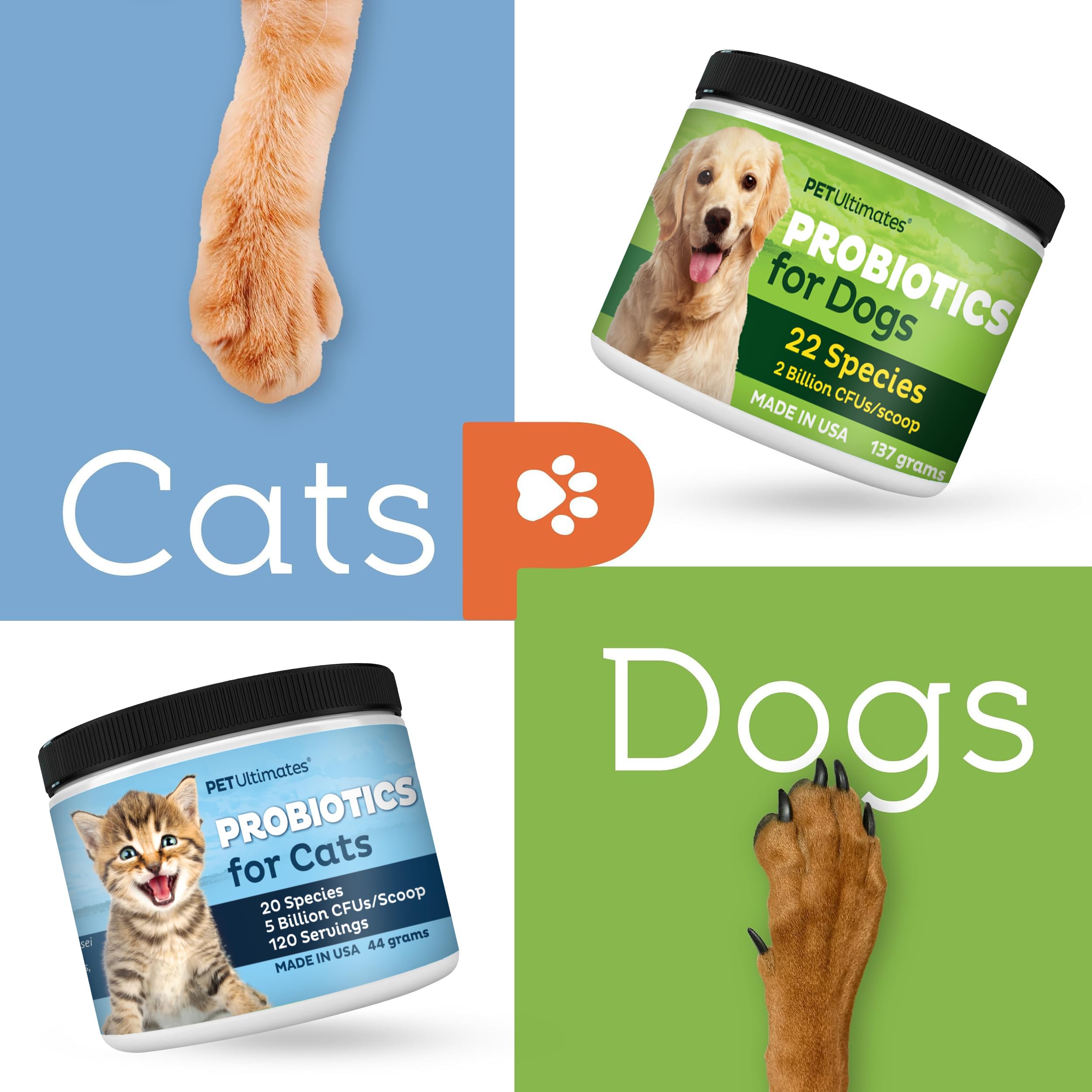 Pet Ultimates Probiotics for Cats 20Species Cat Probiotic Powder to