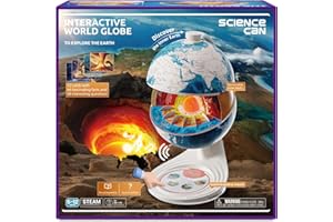 Science Can Openable Globe for Kids, 8 Inch Interactive World Globe Talking Model with Knowledge & Quiz Mode, Bilingual Stem Toys for Kids, Birthday Christmas Gift for 6-12 Year Old Boys & Girls