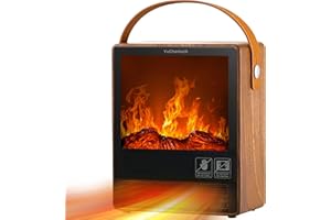 YUCHANLUCK Portable Electric Fireplace Heater for Indoor Use,Fake Fireplace Space Heaters 1500W High Power,Small Fireplace with Realistic 3D Flame Effect,Mini Heater with Overheat and Tilt Protection