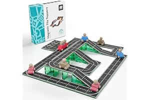 LEARN & GROW TOYS Learn & Grow Magnetic Tiles Road Toppers Set - 40PCs Road Expansion Pack (Tiles not Included), Magnet Car Play Accessories, STEM Building Toy - Construction Toys for Toddlers & Kids Age 3+