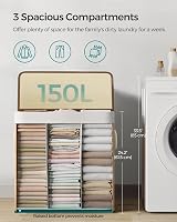 SONGMICS LCB091N01 150L 3-Compartment Laundry Basket with Bamboo Lid view 6