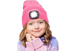 Gifts for Kids Boys Girls Unisex LED Beanie Hat with Light Toque USB Rechargeable Headlight Warm Winter Knit Hats
