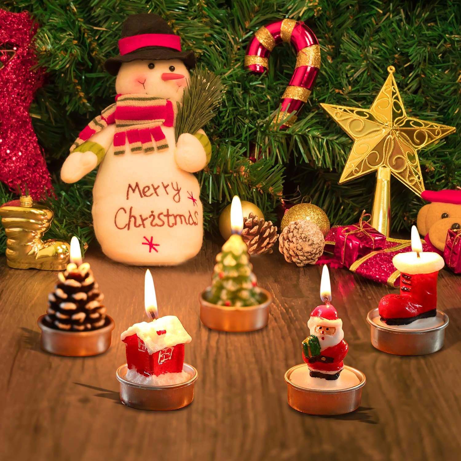 SIXPEN Christmas Tea Lights Candles for Birthday Home Party Wedding Holiday Celebration Decoration Christmas Ornaments（Boot）: Home & Kitchen