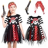 IKALI Kids Pirate Costume With Accessories, Girls Boys Toddler Captain Buccaneer Role Play Outfit