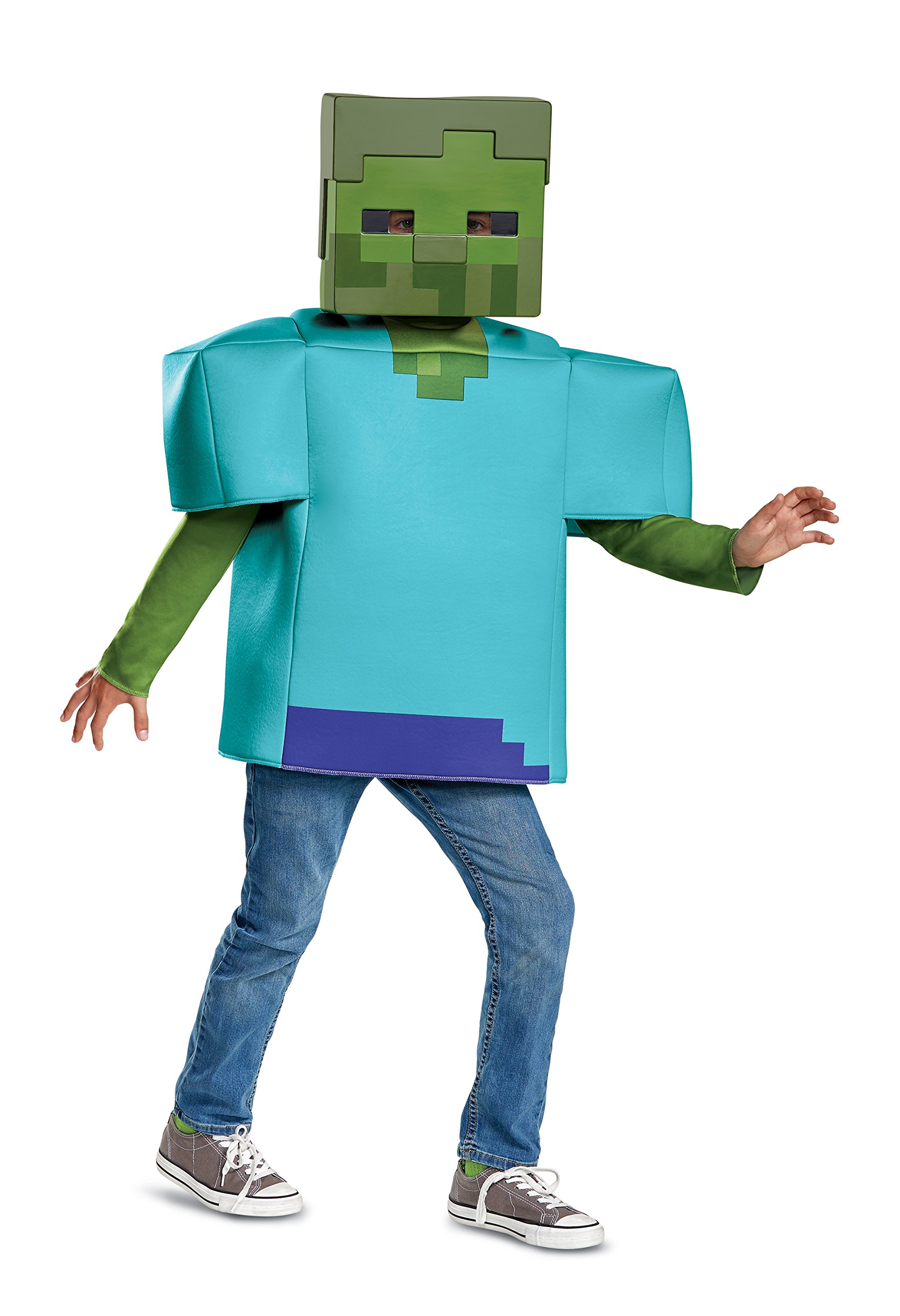 DISGUISE Official Zombie Minecraft Costume Kids, Zombie Kids Costume Steve Costume Children Fancy Dress Up Outfit Halloween World Book Day Costumes for Boys