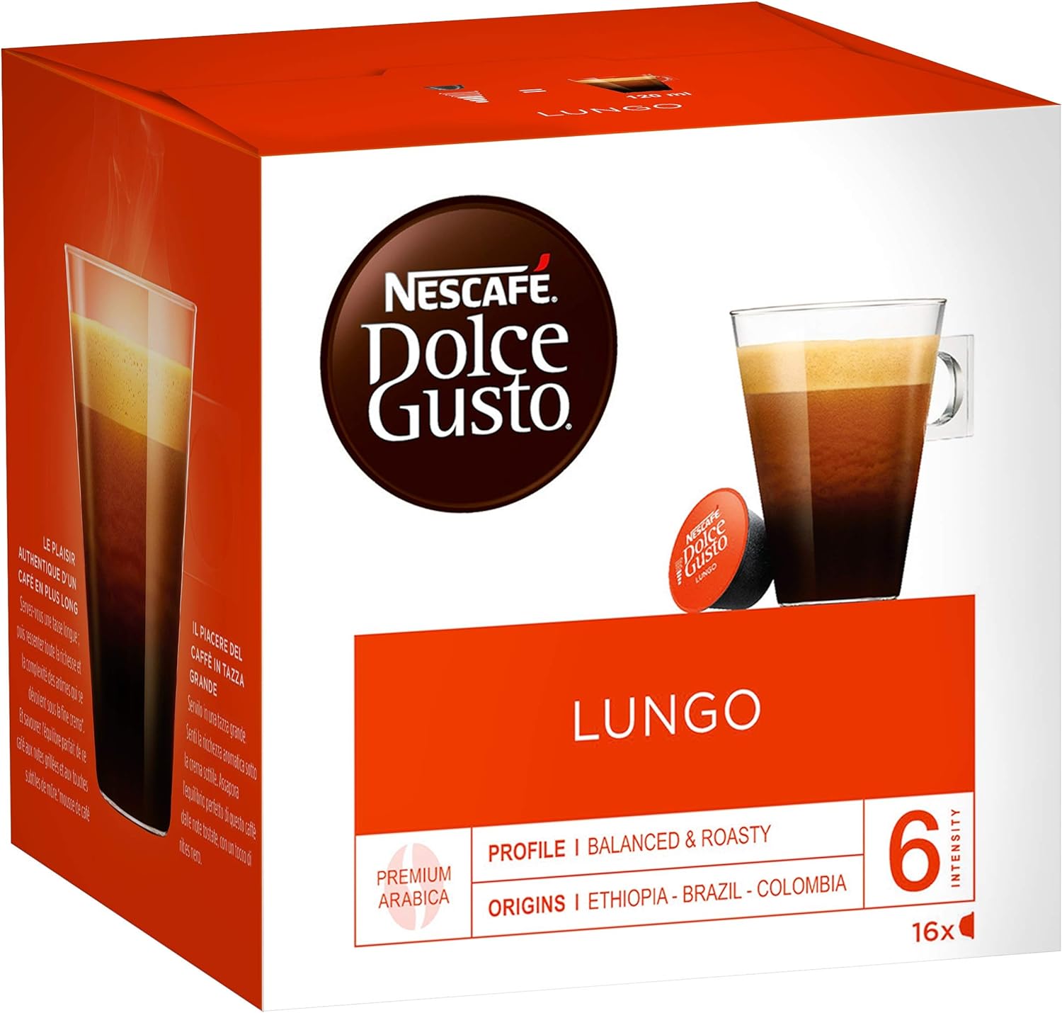 NESCAFÉ Dolce Gusto Lungo Coffee Pods, 16 Capsules (16 Servings