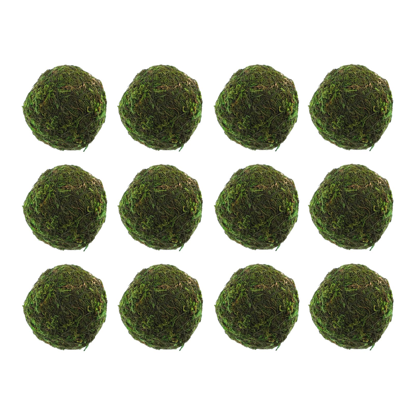 HOMSFOU 12Pcs Decorative Faux Dried balls Artificial Green Plant Mossy Globes Handmade Sphere Moss Hanging Balls for Wedding Decors Party 6cm Green