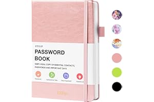 Stilip Password Book with Alphabetical Tabs - Upgraded Hardcover Password Keeper with PU,Perfect for Record Organize Your Passwords - Rose Gold