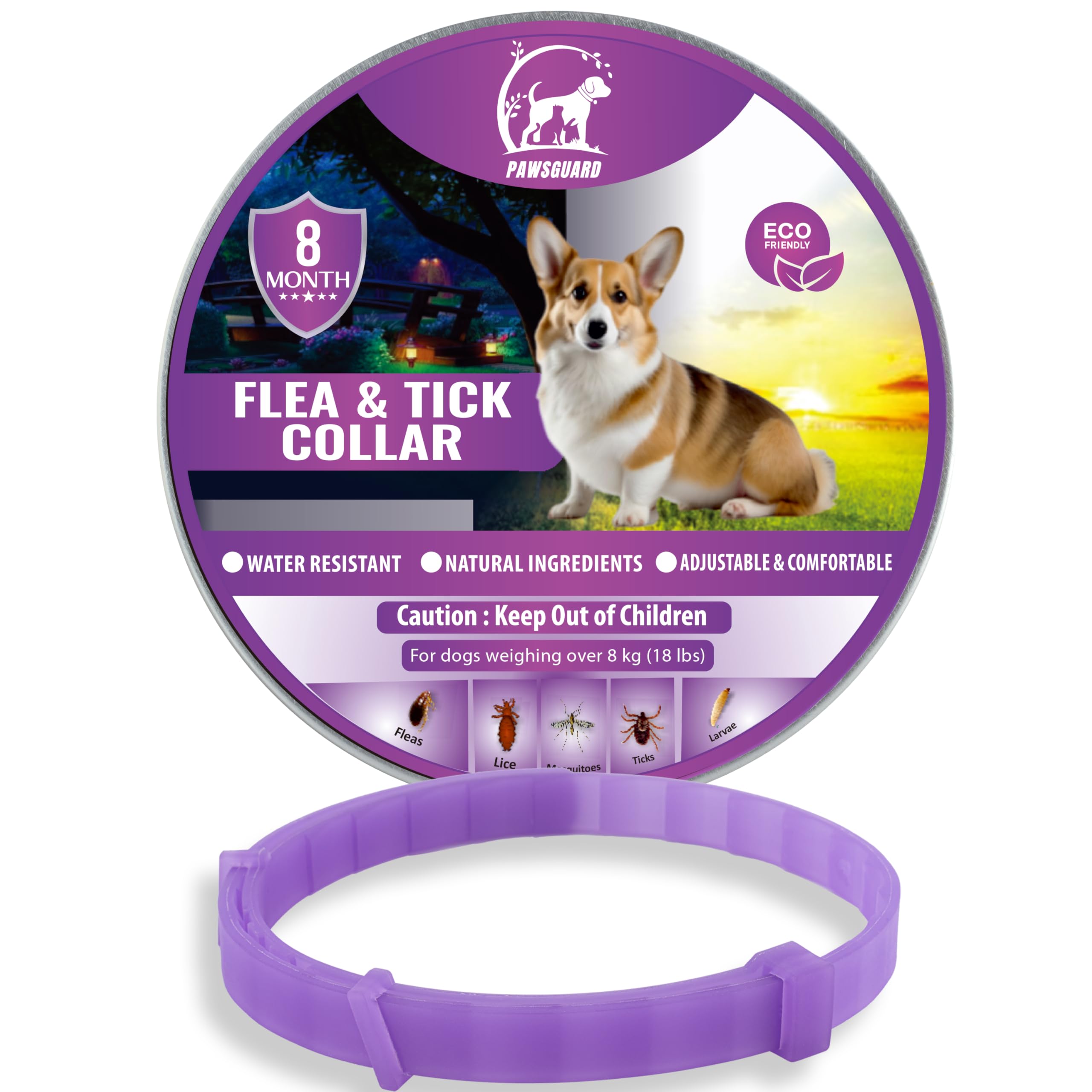 Dog Repellent Treatment, Single Pack Repellent Collar, Adjustable for Small Medium Large Dogs, Natural Waterproof Design (Single Pack Purple)