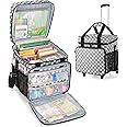 LUXJA Rolling Scrapbook Tote, Scrapbook Bag with Detachable Dolly (Patented Design), Gray Dots