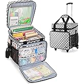 LUXJA Rolling Scrapbook Tote, Scrapbook Bag with Detachable Dolly (Patented Design), Gray Dots