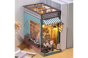 TZGSONP LED Book Nook Kit, Bookstore Decorative Bookend Stand Bookshelf Insert Decor with Light Insert Booknook Room Decor, Home Decorative Books Ornaments for Teen Girls Boys Women Men (Soul Bookstore)