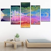 SIGNWIN 5 Panel Canvas Wall Art Modern Art Dramatic Farmhouse/Country Mountain Multicolor Nature Photography for Home Decorations Ready to Hang - 60