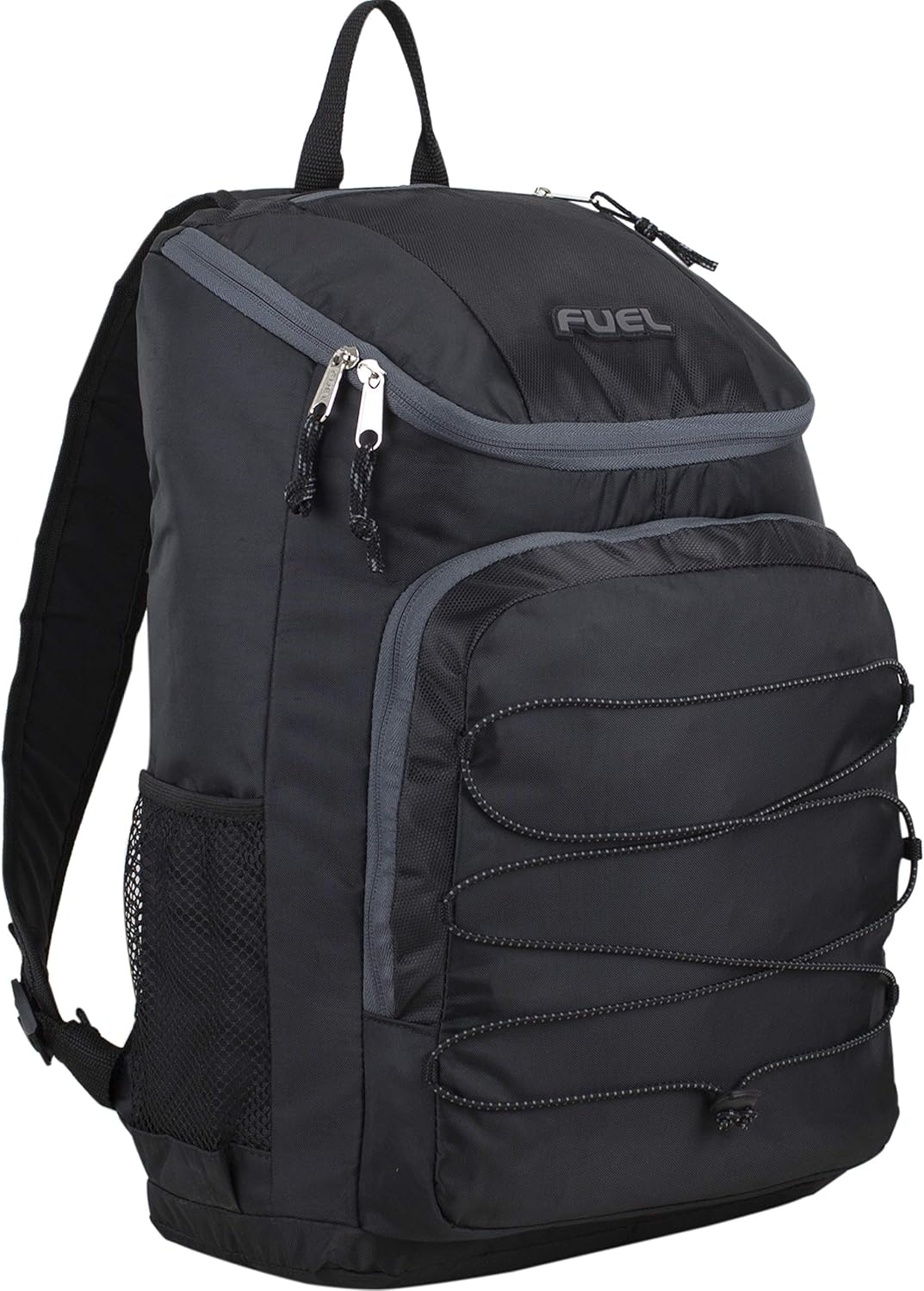 Fuel Wide Mouth Sports Backpack with Front Bungee and Inner Tech Pocket, Black