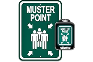 Muster Point Sign, White on Reflective Green, 10" by 14", Rust Free Aluminum, Easy to Mount Holes